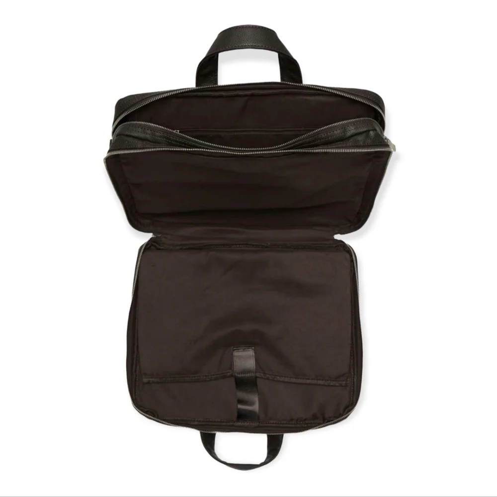 Slate And Stone Men's Faux Leather Laptop Bag in Dark Brown Pebbled
